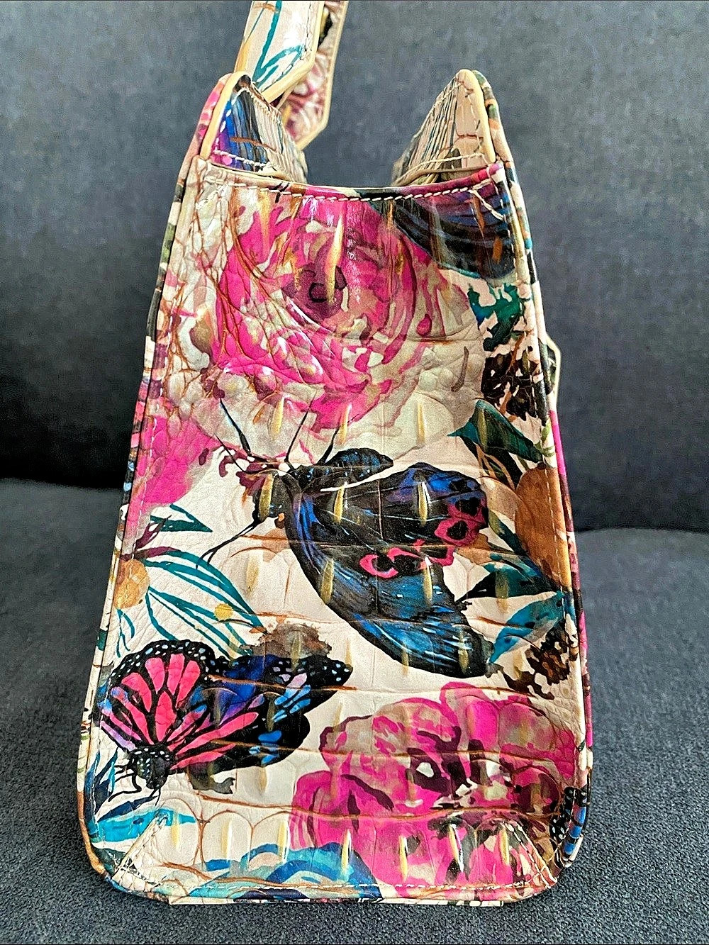 BRAHMIN Cami Satchel Floral Butterfly Multicolor handbag - Picture 5 of 6